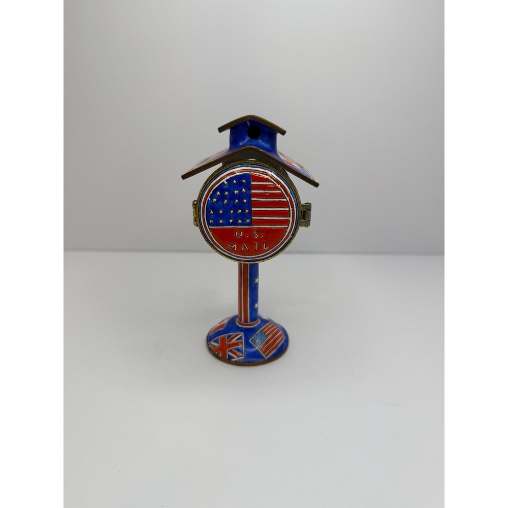 Express Arts Enameled‎ Stamp Box Dispenser American World Flags 2001